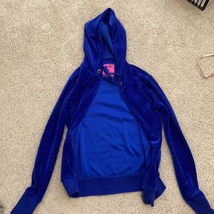 Blue velvet zip up jacket